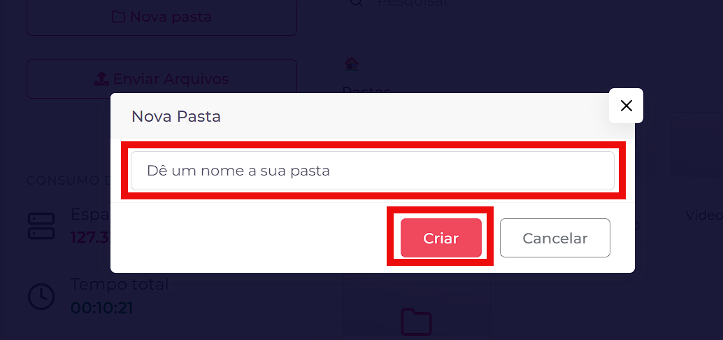 upload do vídeo